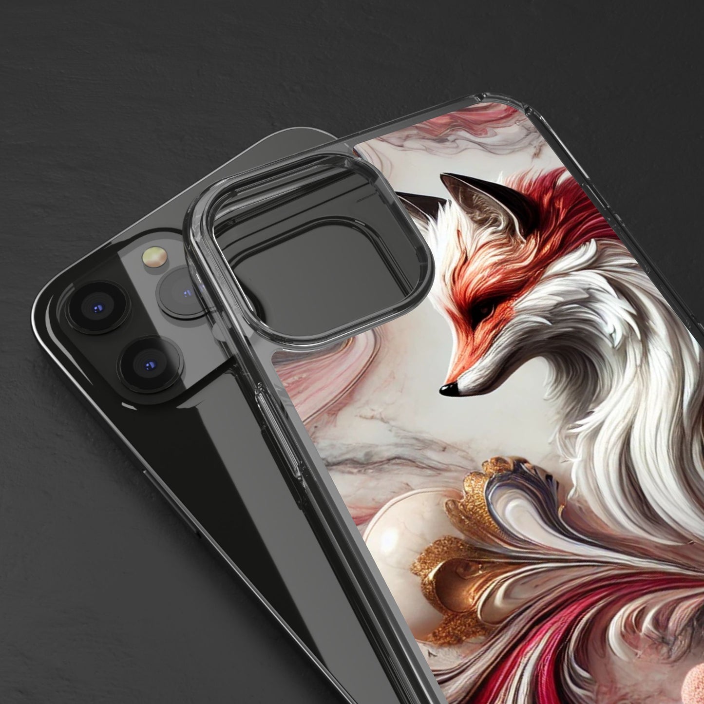 Artistic Fox Clear Phone Case – Stylish Protection for Animal Lovers