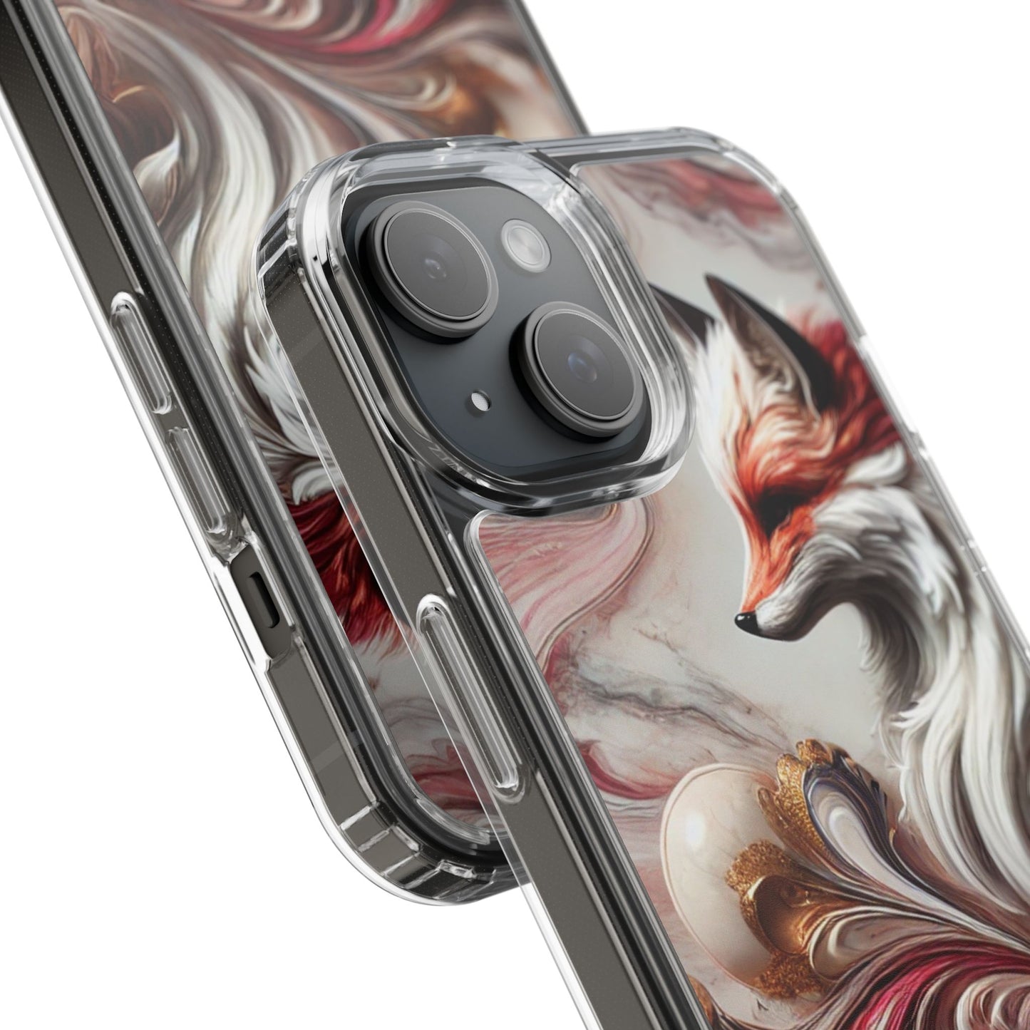 Artistic Fox Clear Phone Case – Stylish Protection for Animal Lovers
