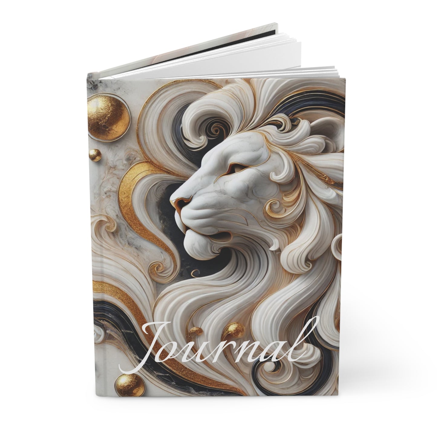 Golden Marble Lion Journal – Hardcover Notebook for Writers & Dreamers