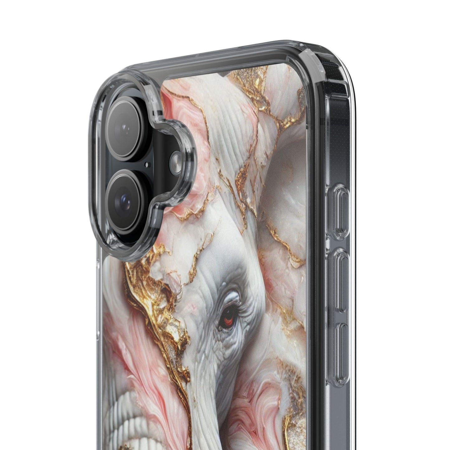 Elegant Elephant Marble Phone Case – Blush, White & Gold Artistic Design