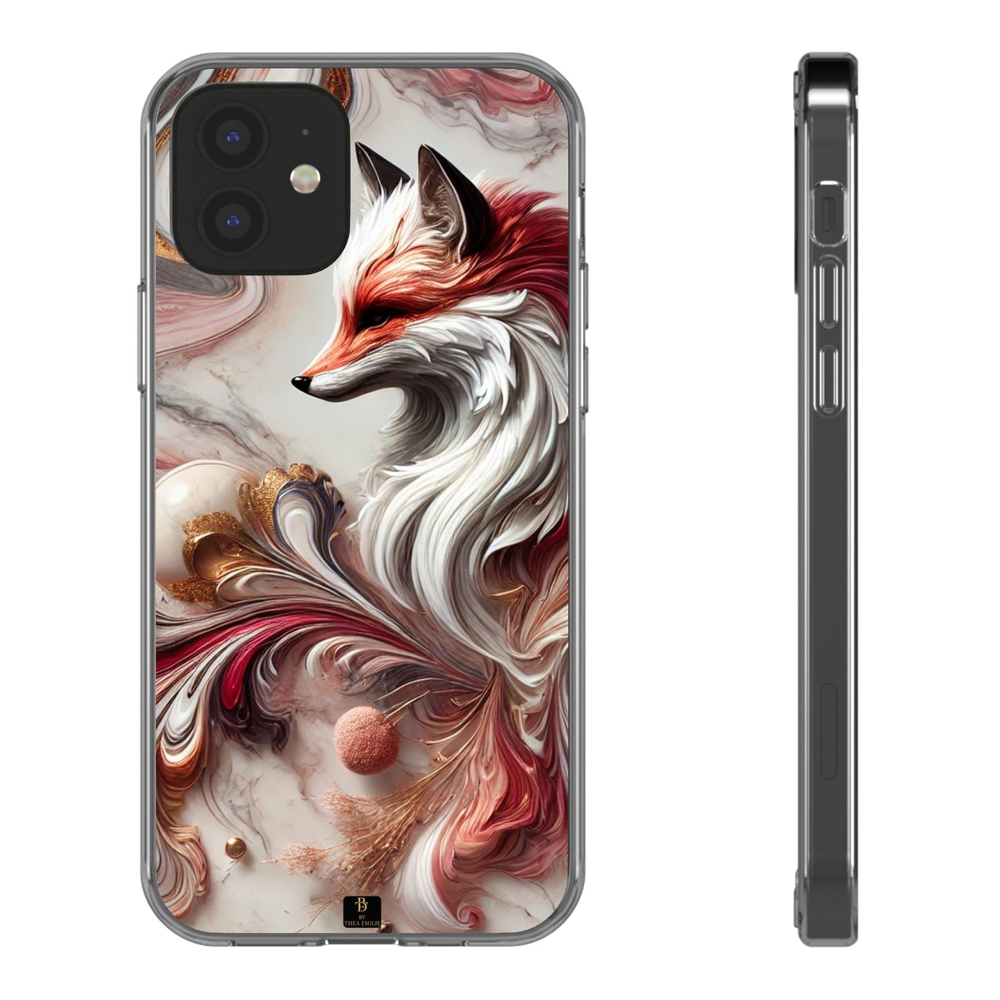 Artistic Fox Clear Phone Case – Stylish Protection for Animal Lovers
