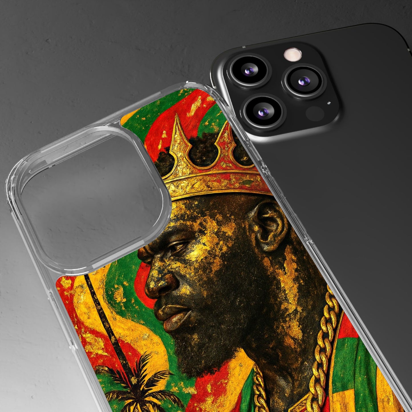 Golden King Clear Phone Case - African Empire Art Design