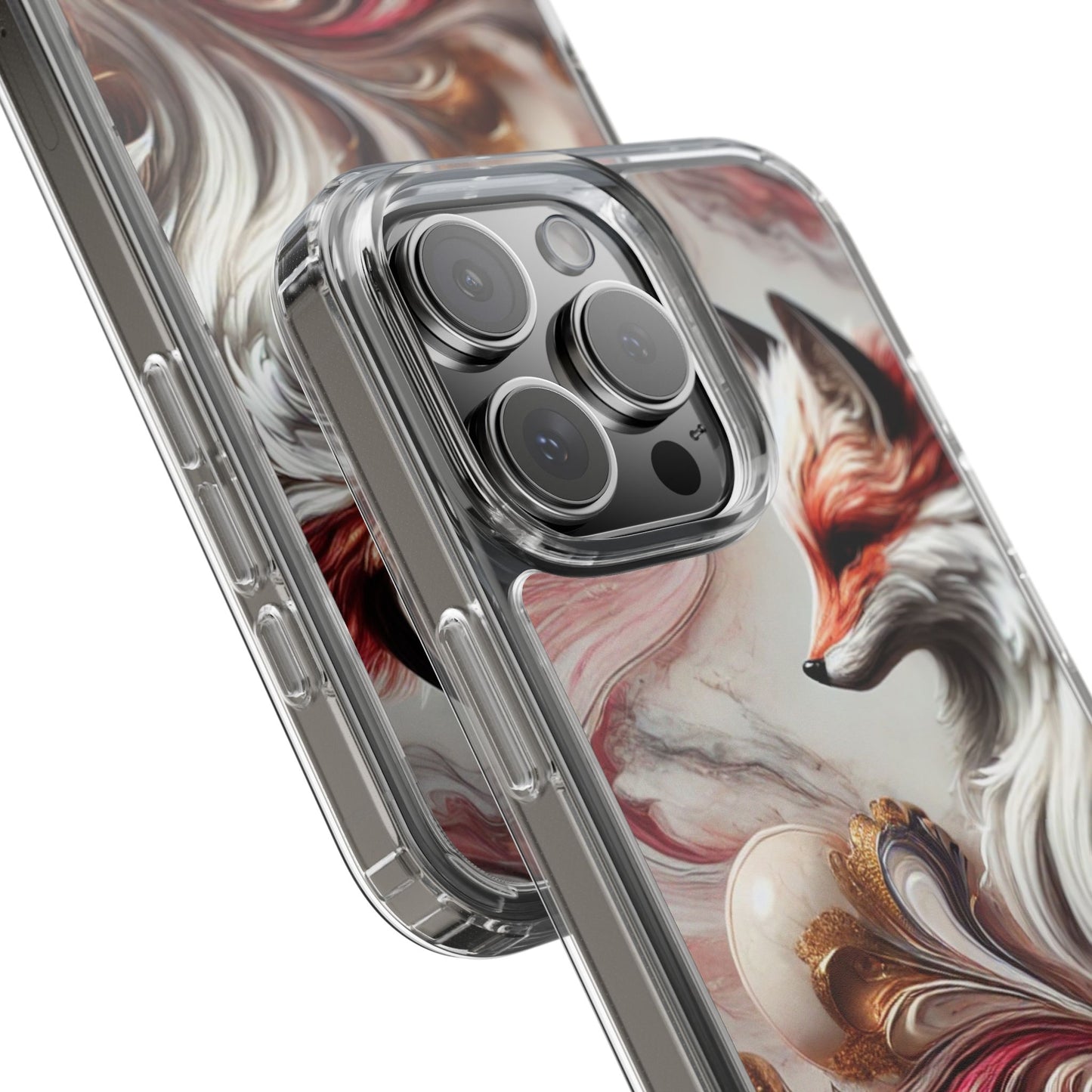 Artistic Fox Clear Phone Case – Stylish Protection for Animal Lovers