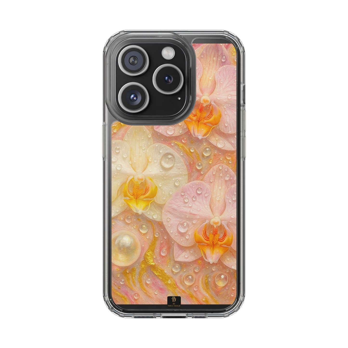 Orchids Marble Phone Case – Blush, White & Gold Artistic Design