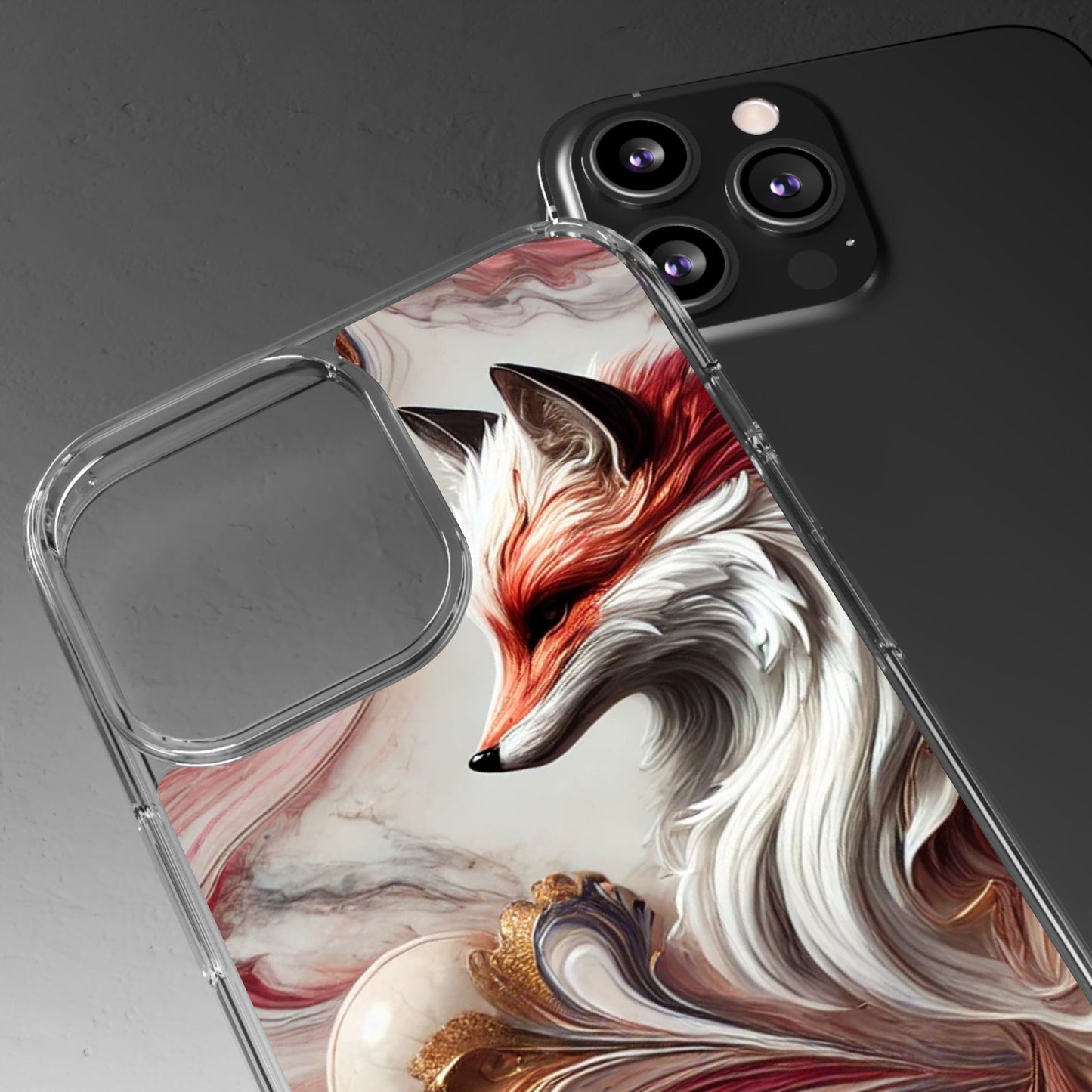 Artistic Fox Clear Phone Case – Stylish Protection for Animal Lovers