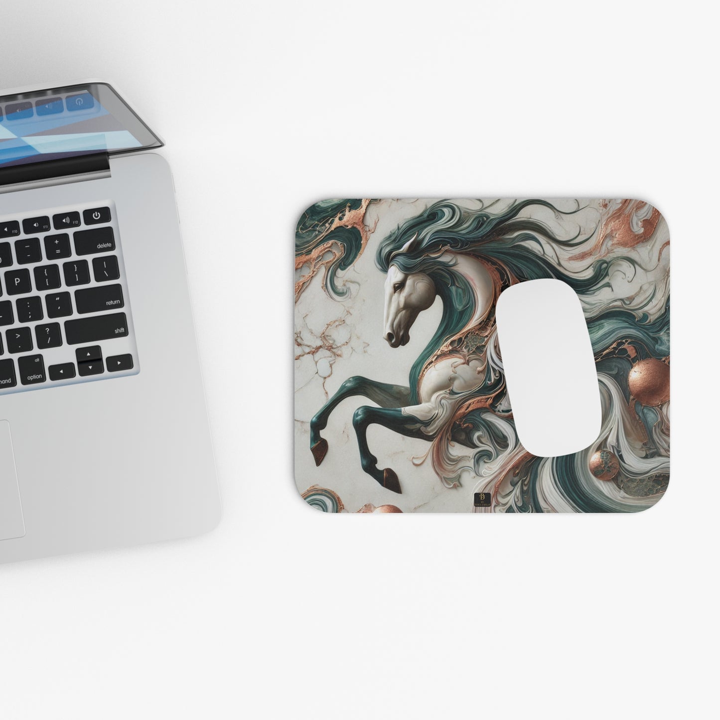 Elegant Horse Design Mouse Pad - Abstract Marble Art for Office & Home