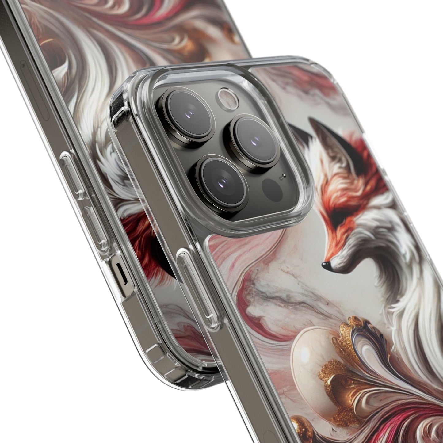 Artistic Fox Clear Phone Case – Stylish Protection for Animal Lovers