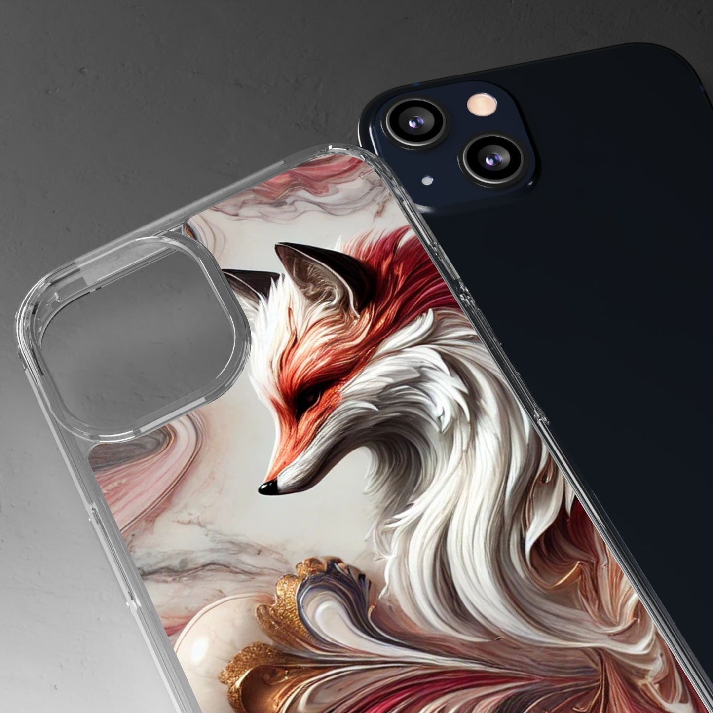 Artistic Fox Clear Phone Case – Stylish Protection for Animal Lovers