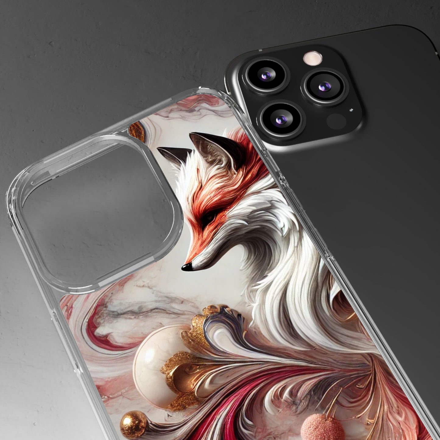 Artistic Fox Clear Phone Case – Stylish Protection for Animal Lovers