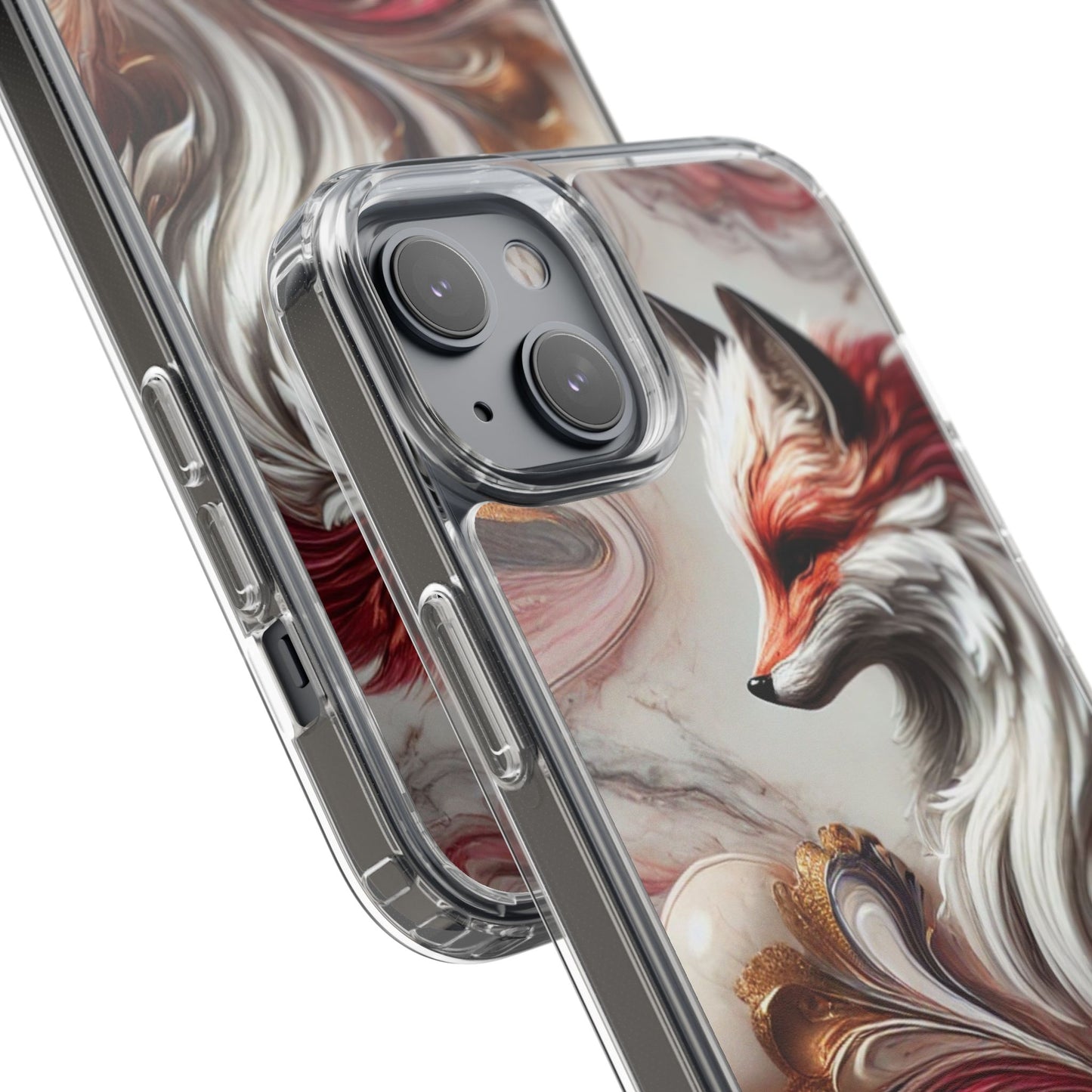 Artistic Fox Clear Phone Case – Stylish Protection for Animal Lovers