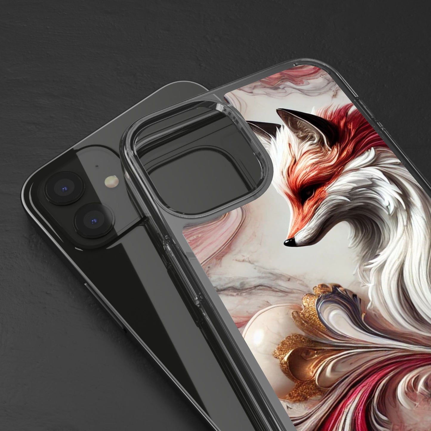Artistic Fox Clear Phone Case – Stylish Protection for Animal Lovers