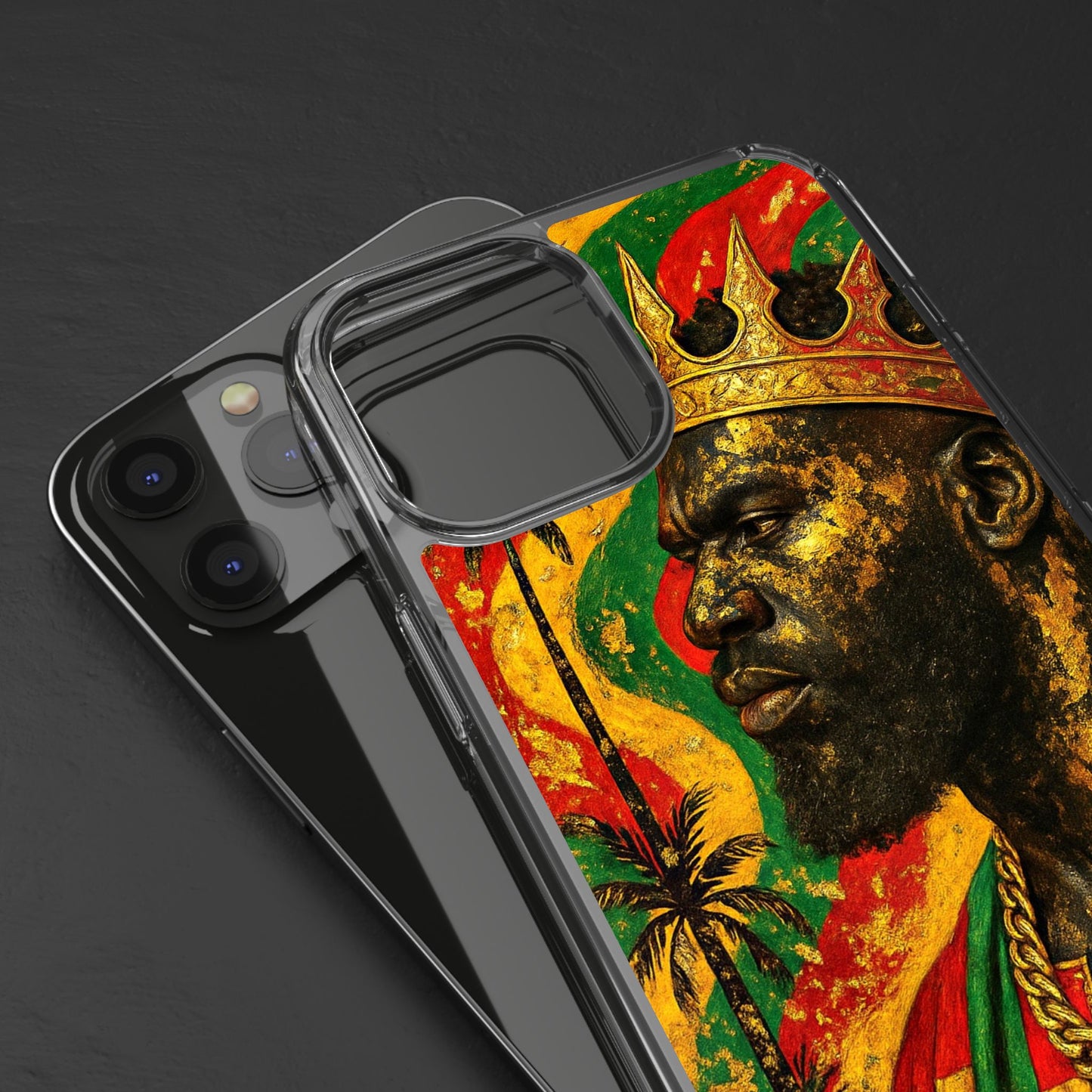 Golden King Clear Phone Case - African Empire Art Design