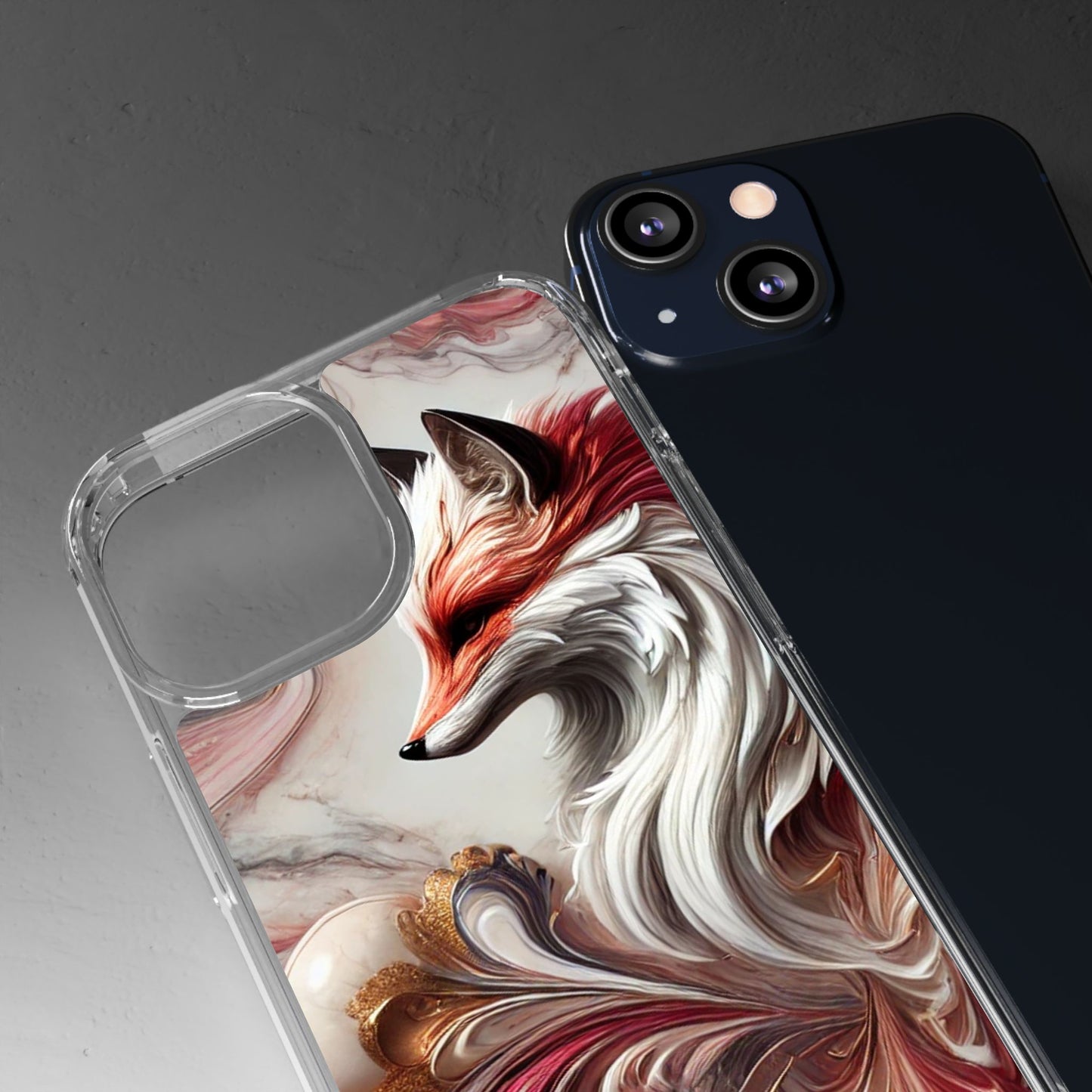 Artistic Fox Clear Phone Case – Stylish Protection for Animal Lovers
