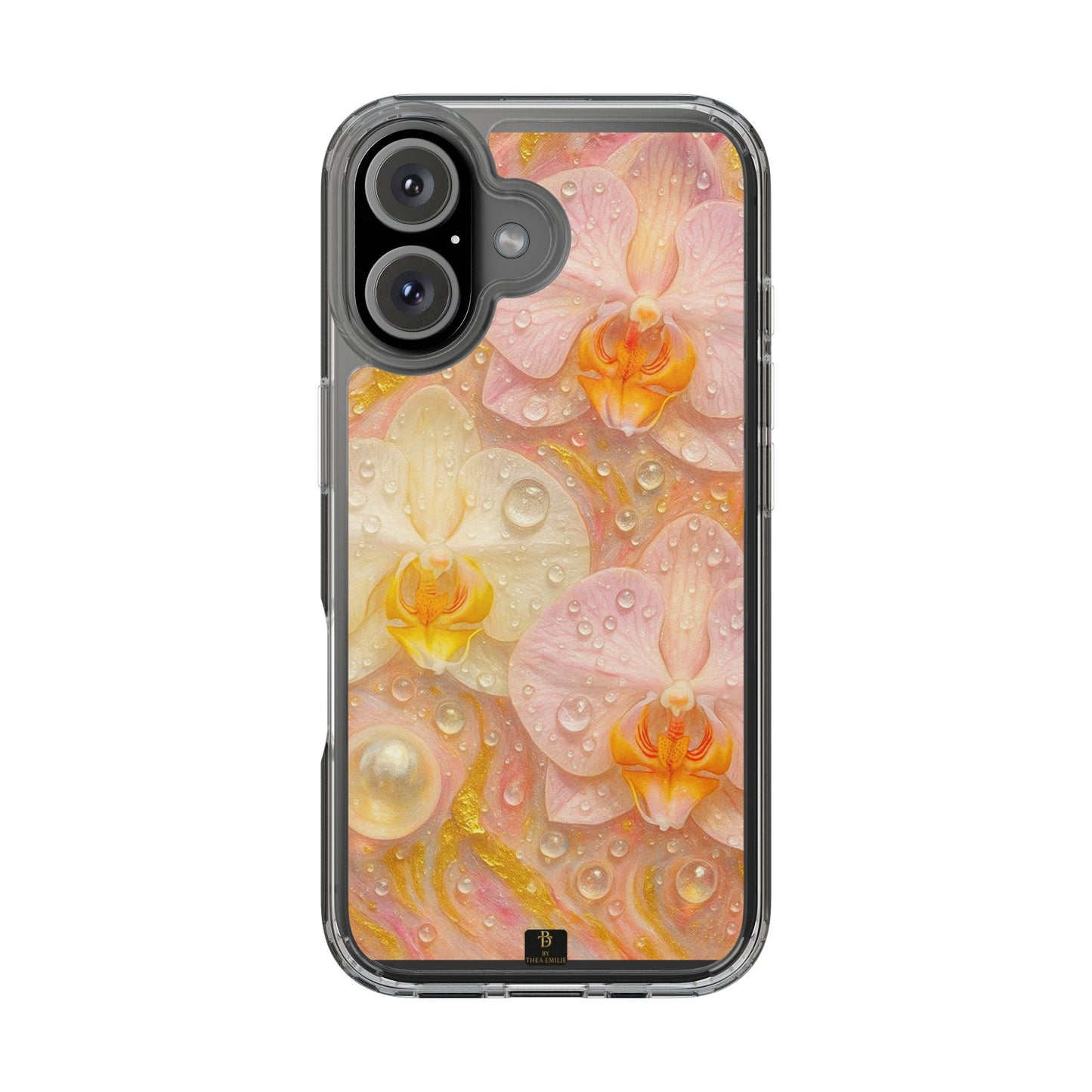 Orchids Marble Phone Case – Blush, White & Gold Artistic Design