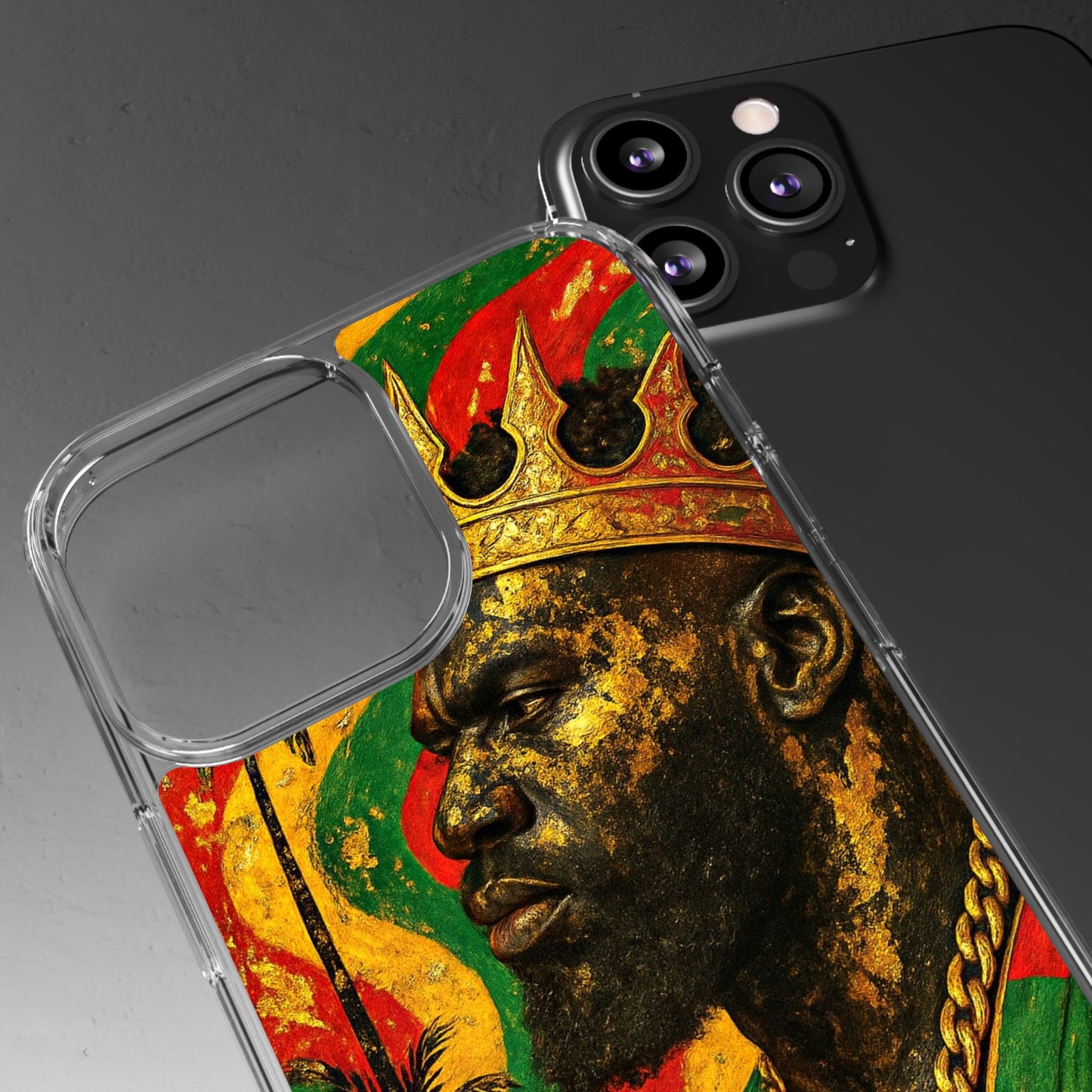 Golden King Clear Phone Case - African Empire Art Design