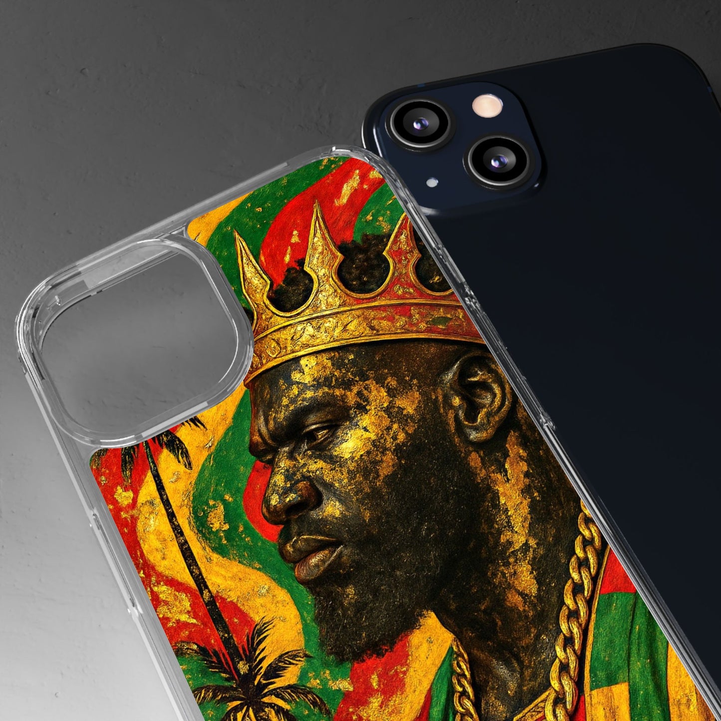 Golden King Clear Phone Case - African Empire Art Design