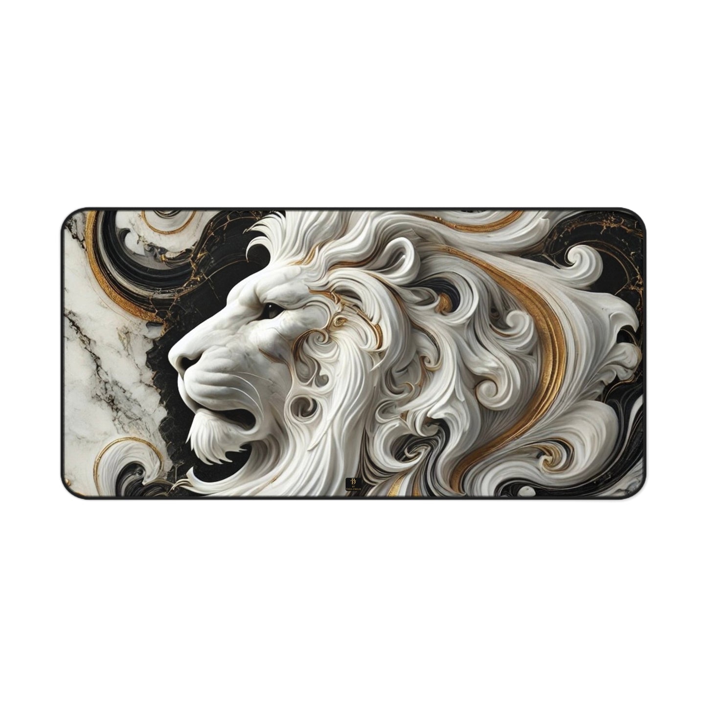 Marble Lion Desk Pad – Luxury Gold & Black Mouse Mat in 3 Sizes