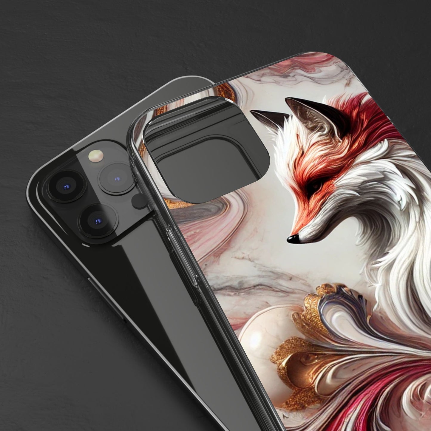 Artistic Fox Clear Phone Case – Stylish Protection for Animal Lovers