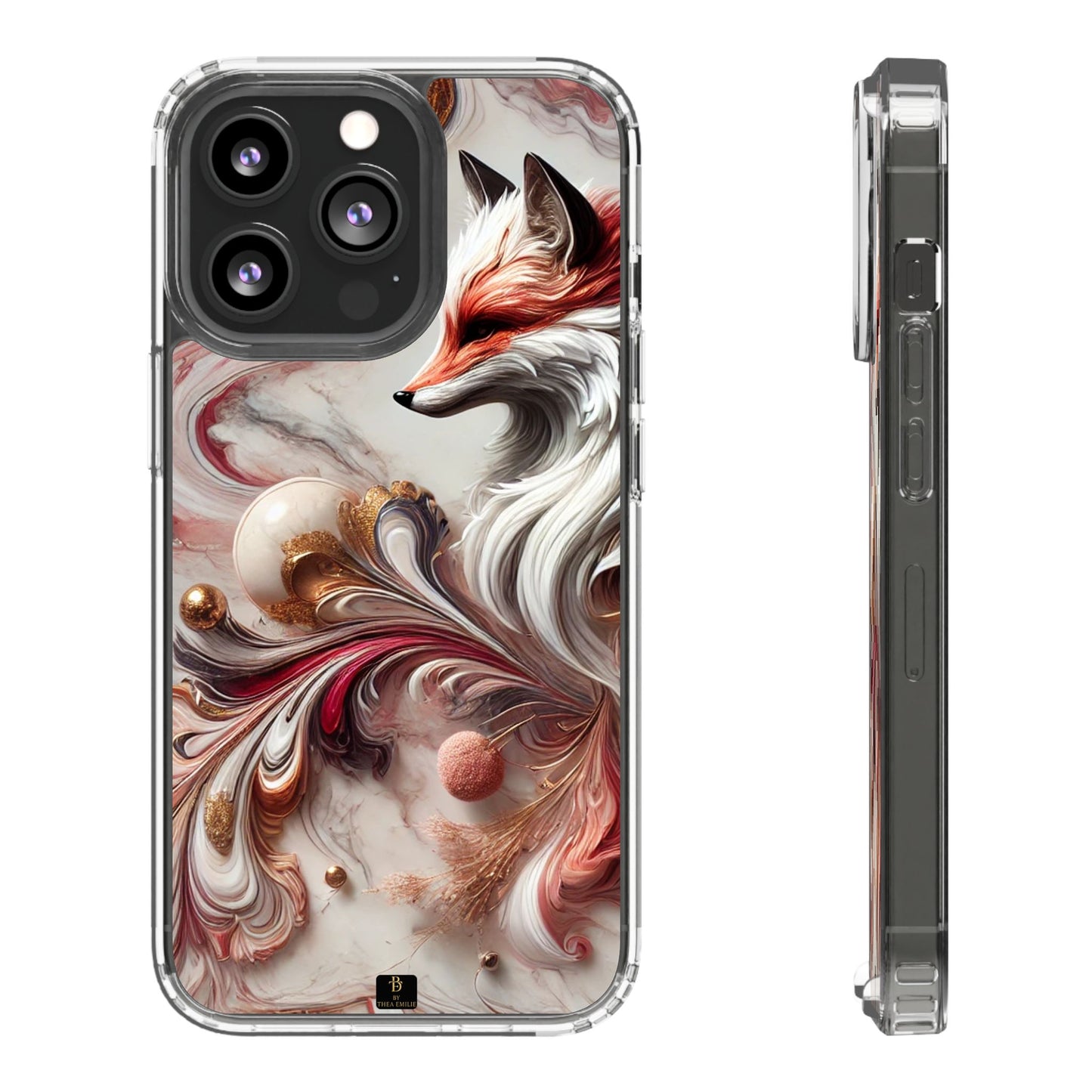 Artistic Fox Clear Phone Case – Stylish Protection for Animal Lovers