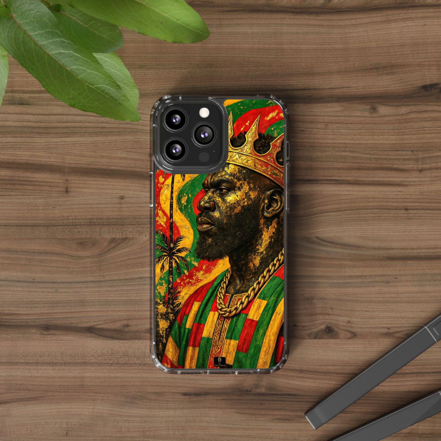 Golden King Clear Phone Case - African Empire Art Design