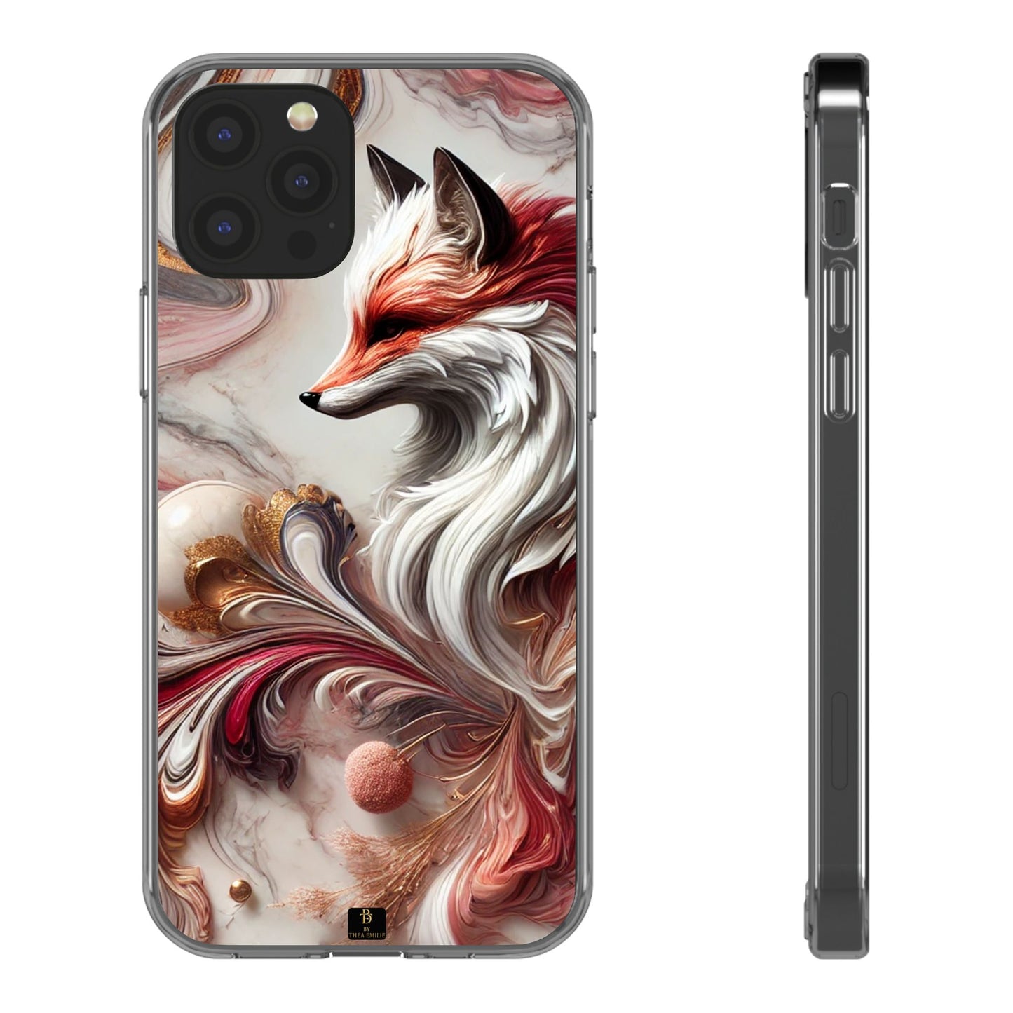 Artistic Fox Clear Phone Case – Stylish Protection for Animal Lovers