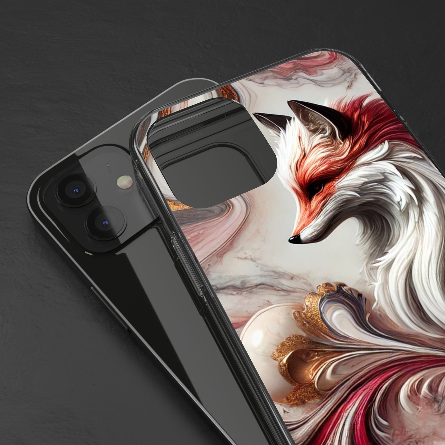 Artistic Fox Clear Phone Case – Stylish Protection for Animal Lovers