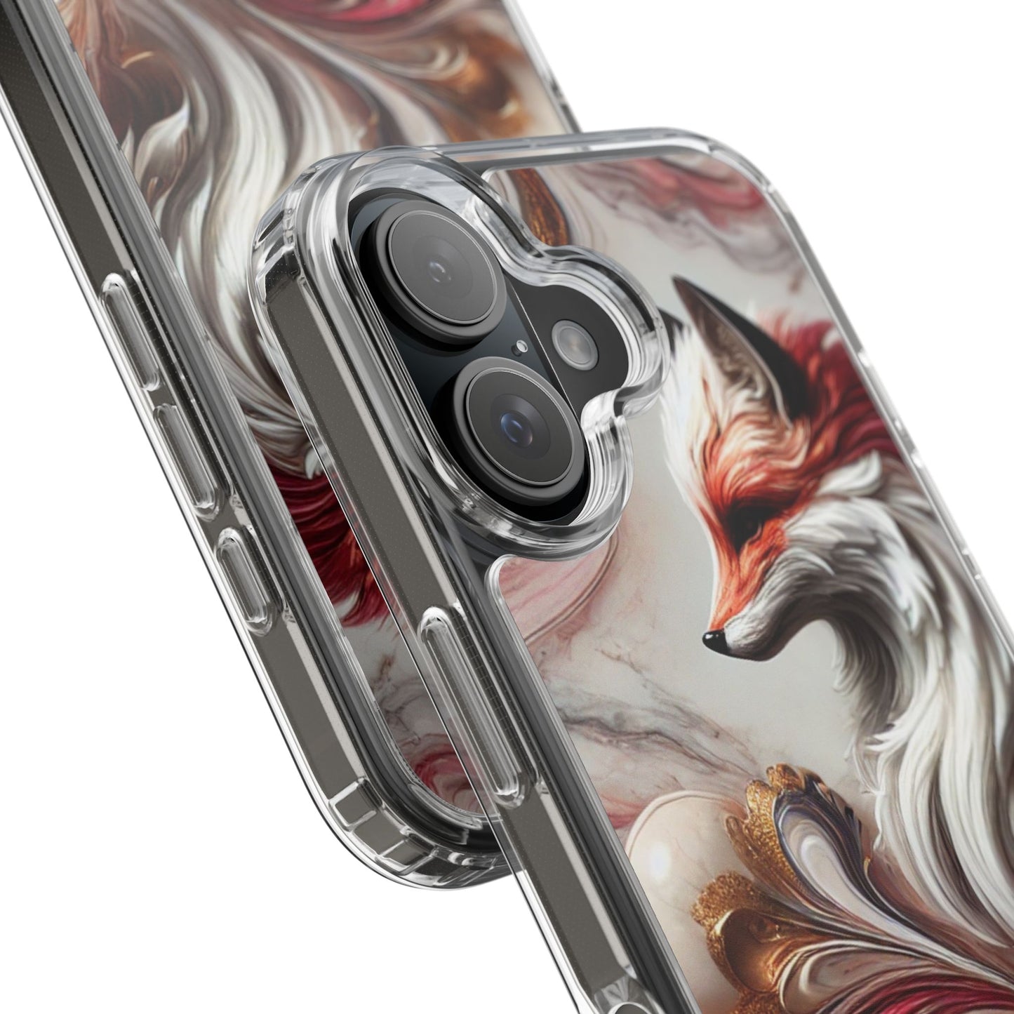 Artistic Fox Clear Phone Case – Stylish Protection for Animal Lovers