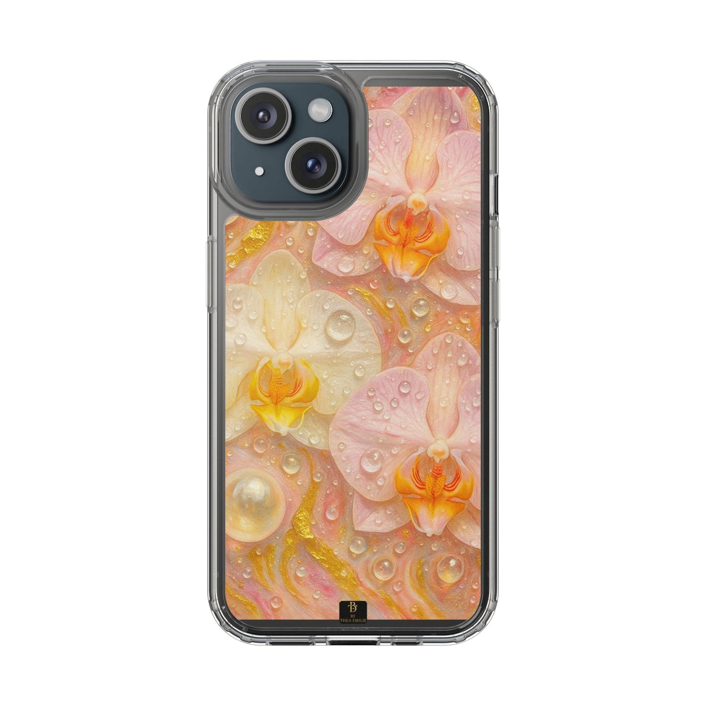 Orchids Marble Phone Case – Blush, White & Gold Artistic Design
