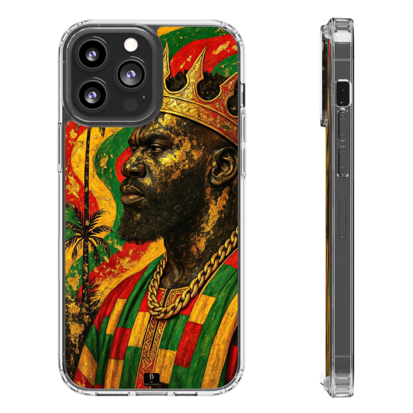 Golden King Clear Phone Case - African Empire Art Design