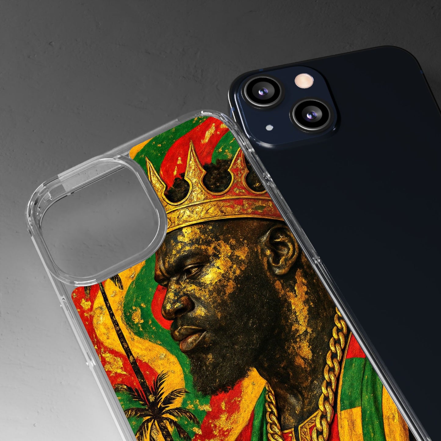 Golden King Clear Phone Case - African Empire Art Design