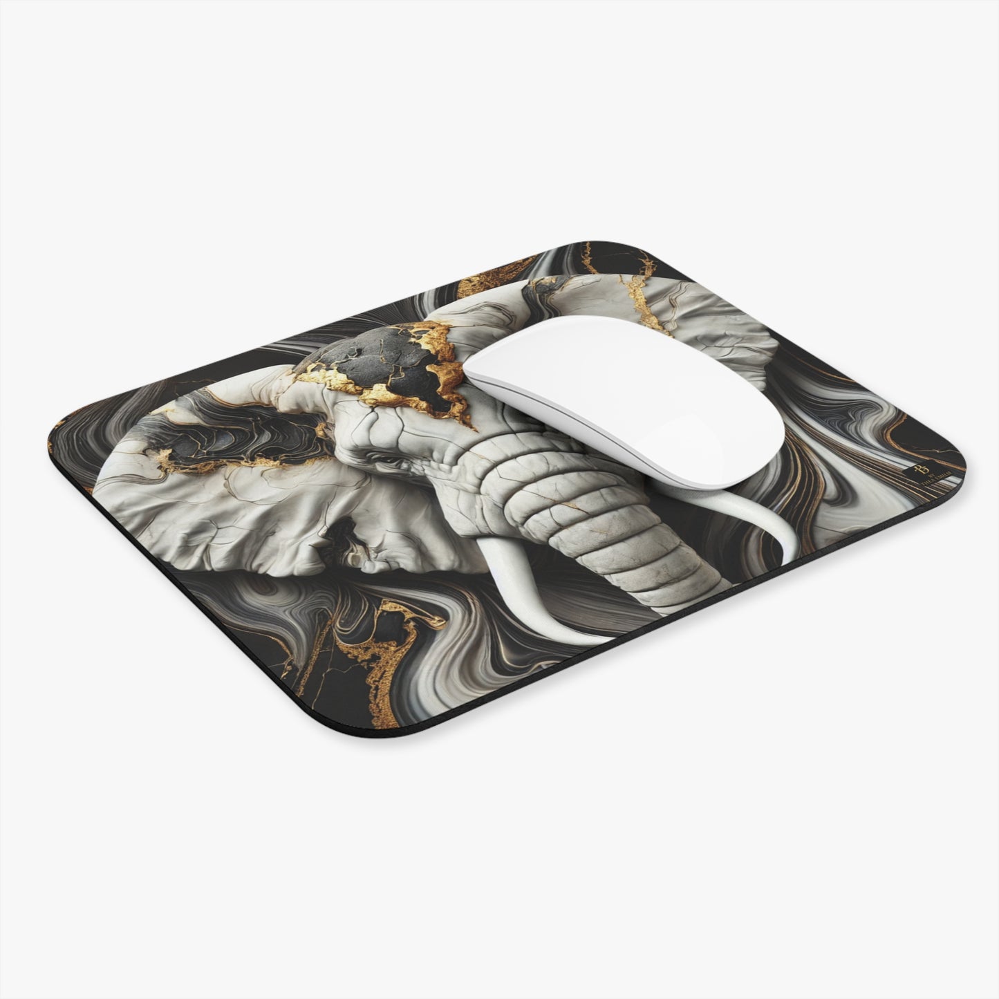 Powerful Elephant Mouse Pad – Marble Desk Art for Animal Lovers