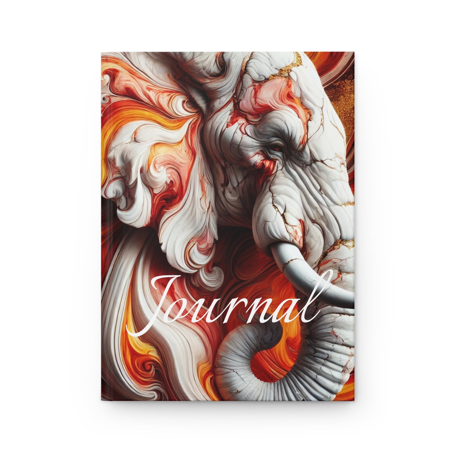 Fiery Marble Elephant Journal – Bold Red & Orange Design, Lined Hardcover Notebook