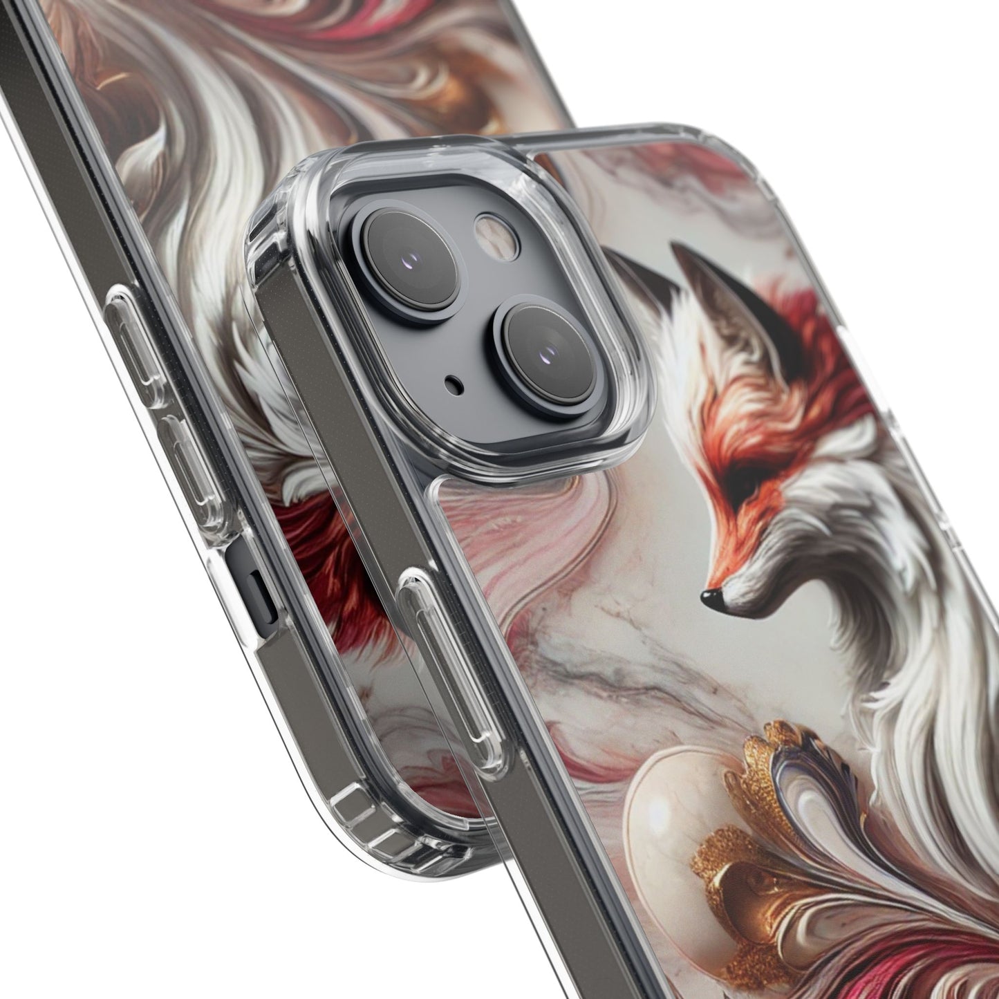 Artistic Fox Clear Phone Case – Stylish Protection for Animal Lovers