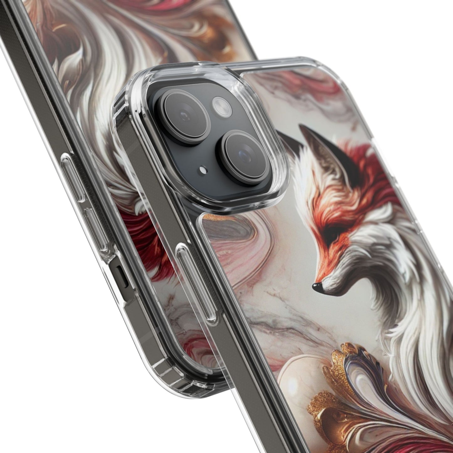 Artistic Fox Clear Phone Case – Stylish Protection for Animal Lovers