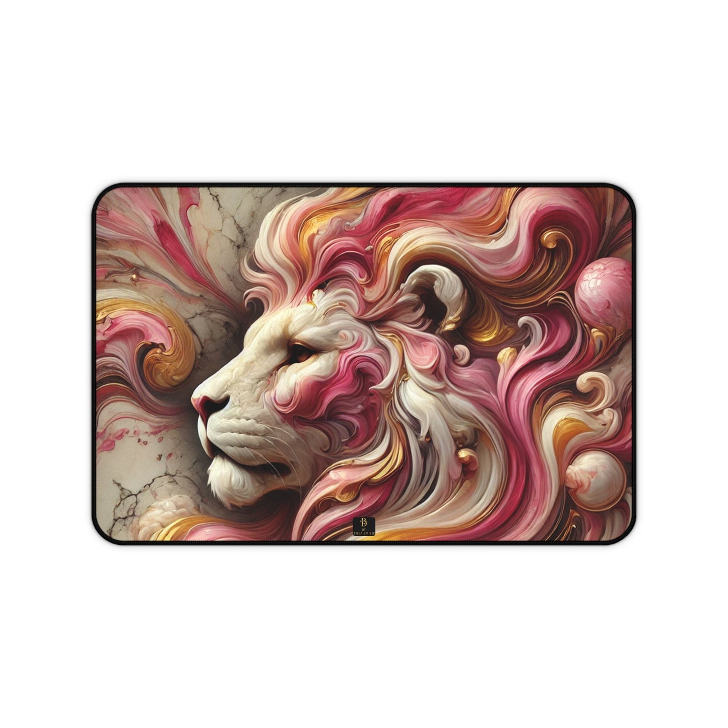 Artistic Lion Desk Mat – Luxury Marble Mouse Pad with Flowing Mane Design in 3 Sizes