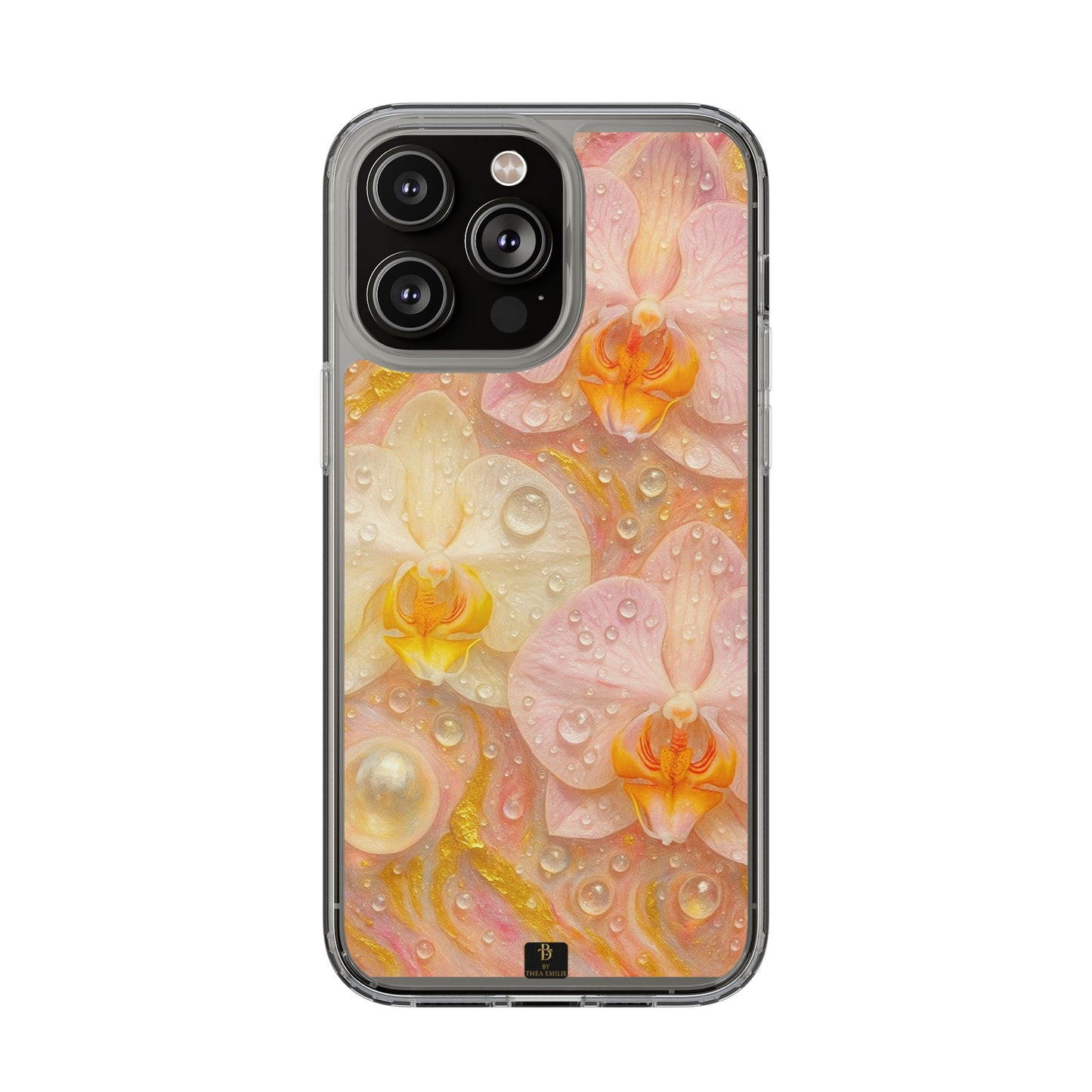 Orchids Marble Phone Case – Blush, White & Gold Artistic Design