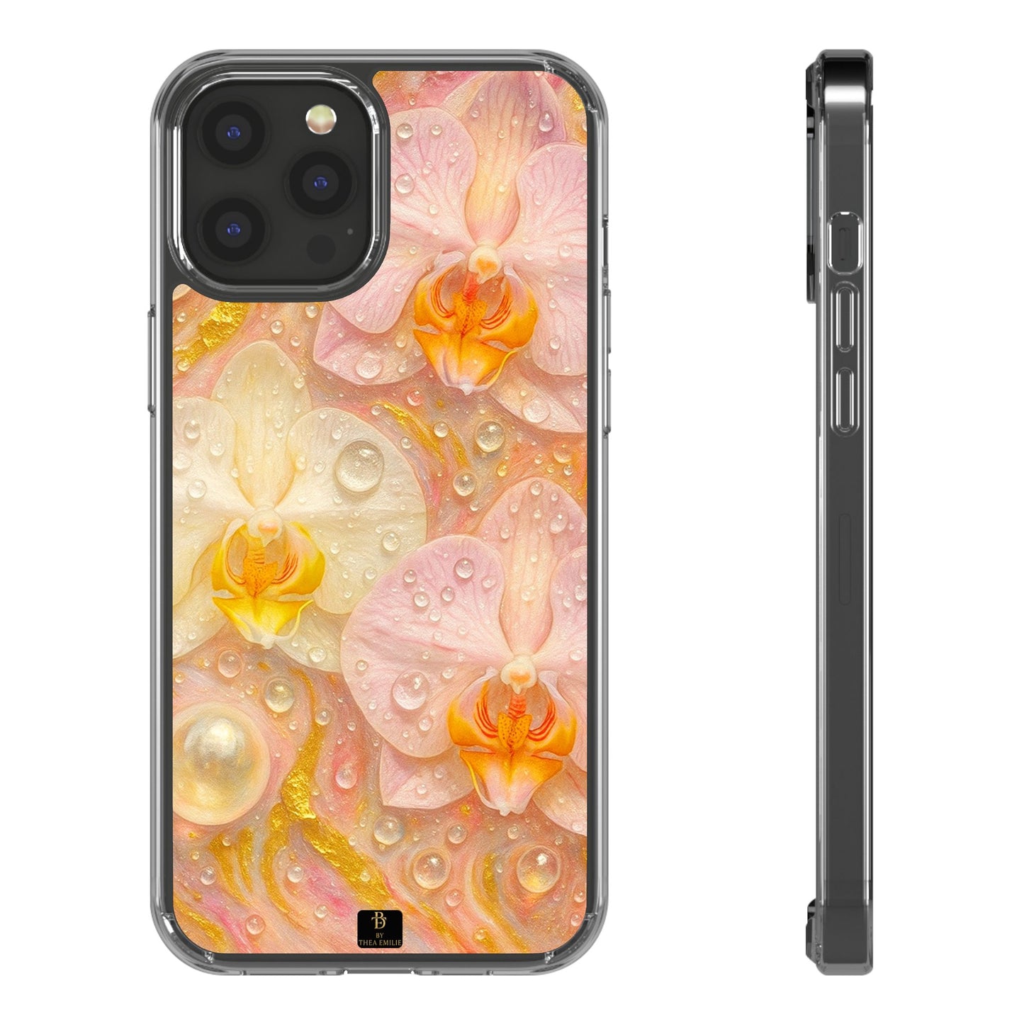 Orchids Marble Phone Case – Blush, White & Gold Artistic Design