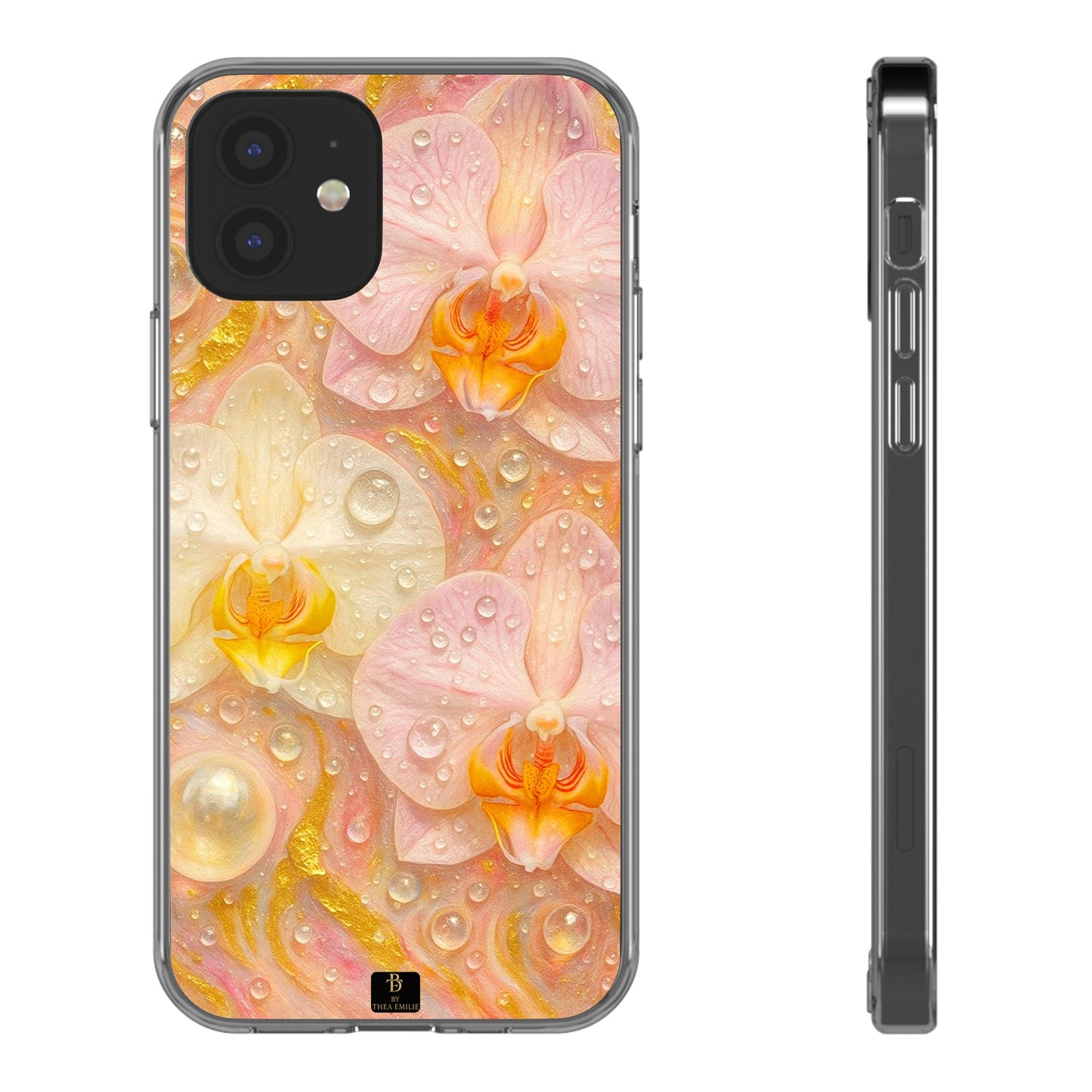 Orchids Marble Phone Case – Blush, White & Gold Artistic Design