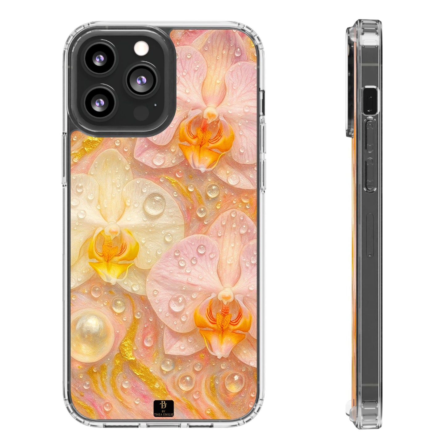 Orchids Marble Phone Case – Blush, White & Gold Artistic Design