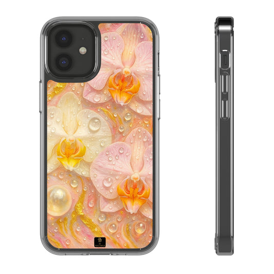 Orchids Marble Phone Case – Blush, White & Gold Artistic Design
