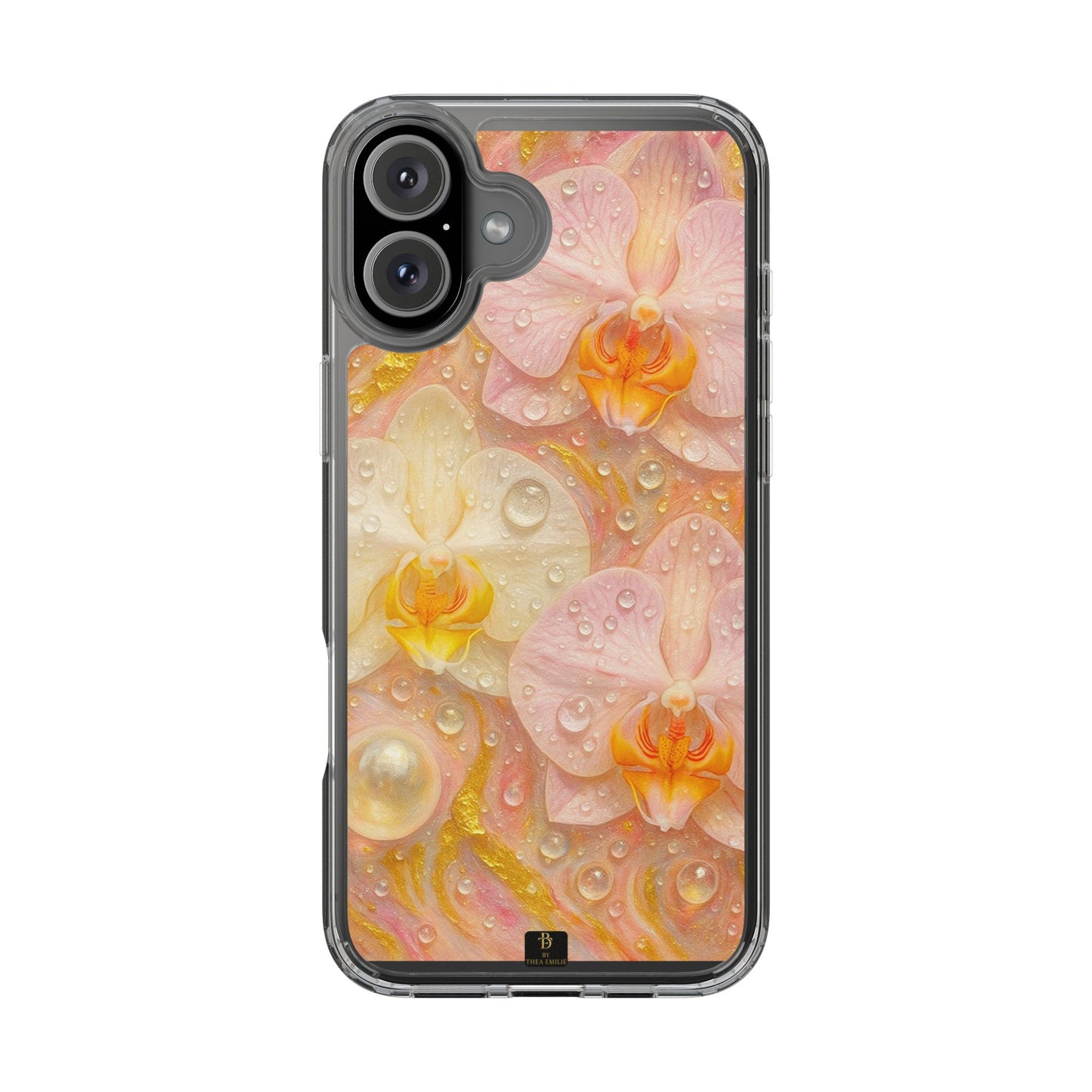 Orchids Marble Phone Case – Blush, White & Gold Artistic Design
