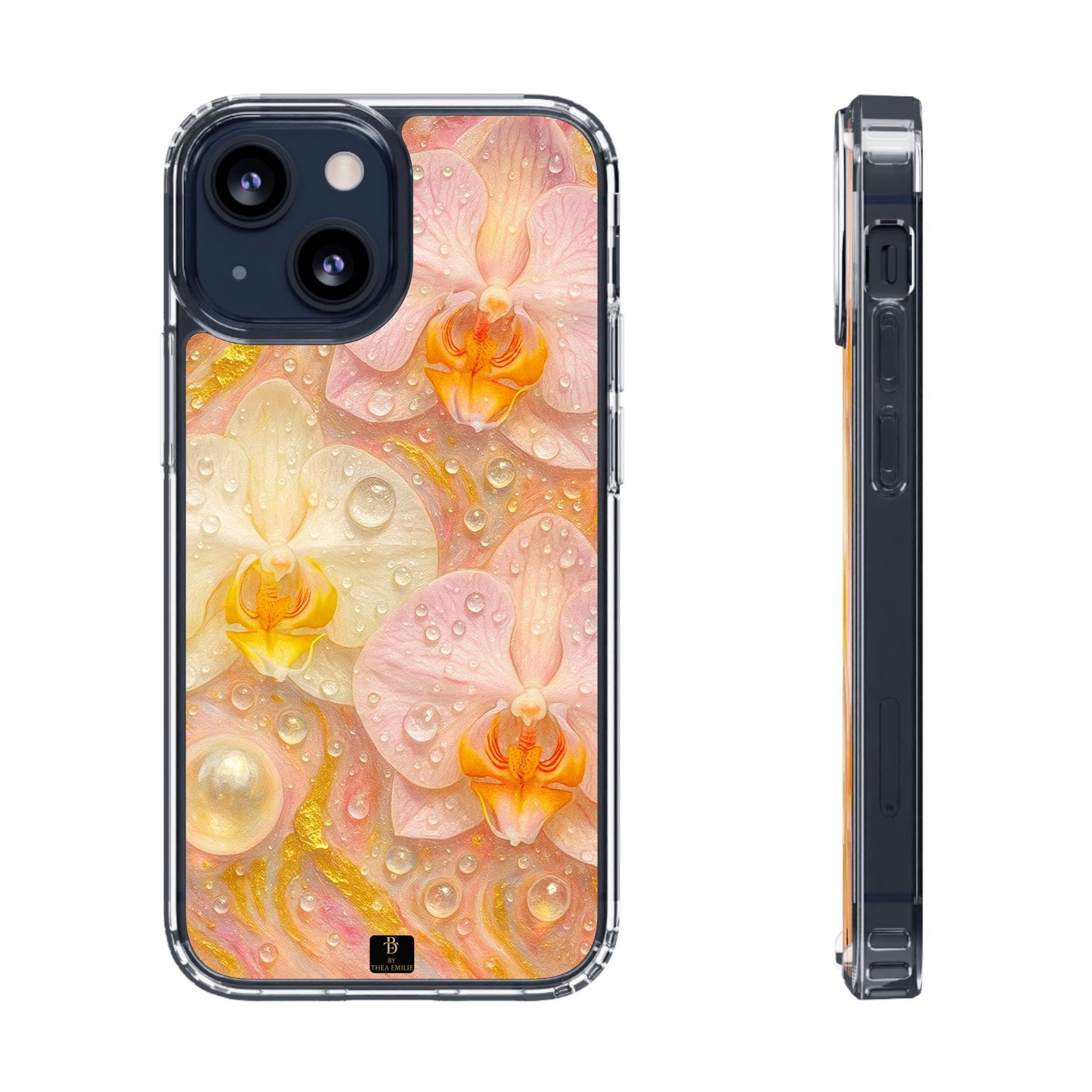 Orchids Marble Phone Case – Blush, White & Gold Artistic Design