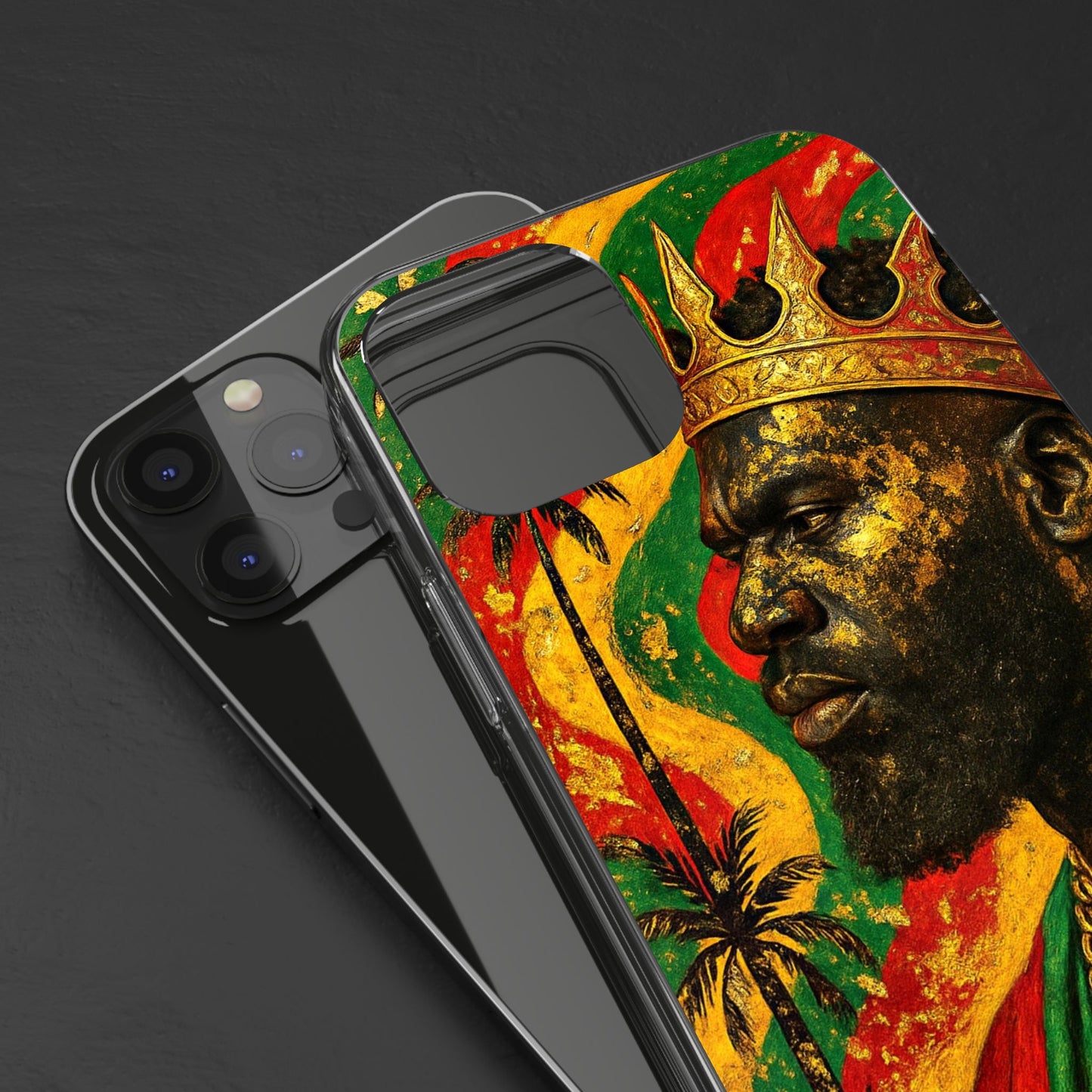 Golden King Clear Phone Case - African Empire Art Design