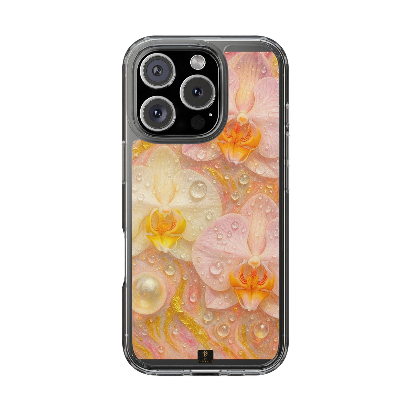 Orchids Marble Phone Case – Blush, White & Gold Artistic Design