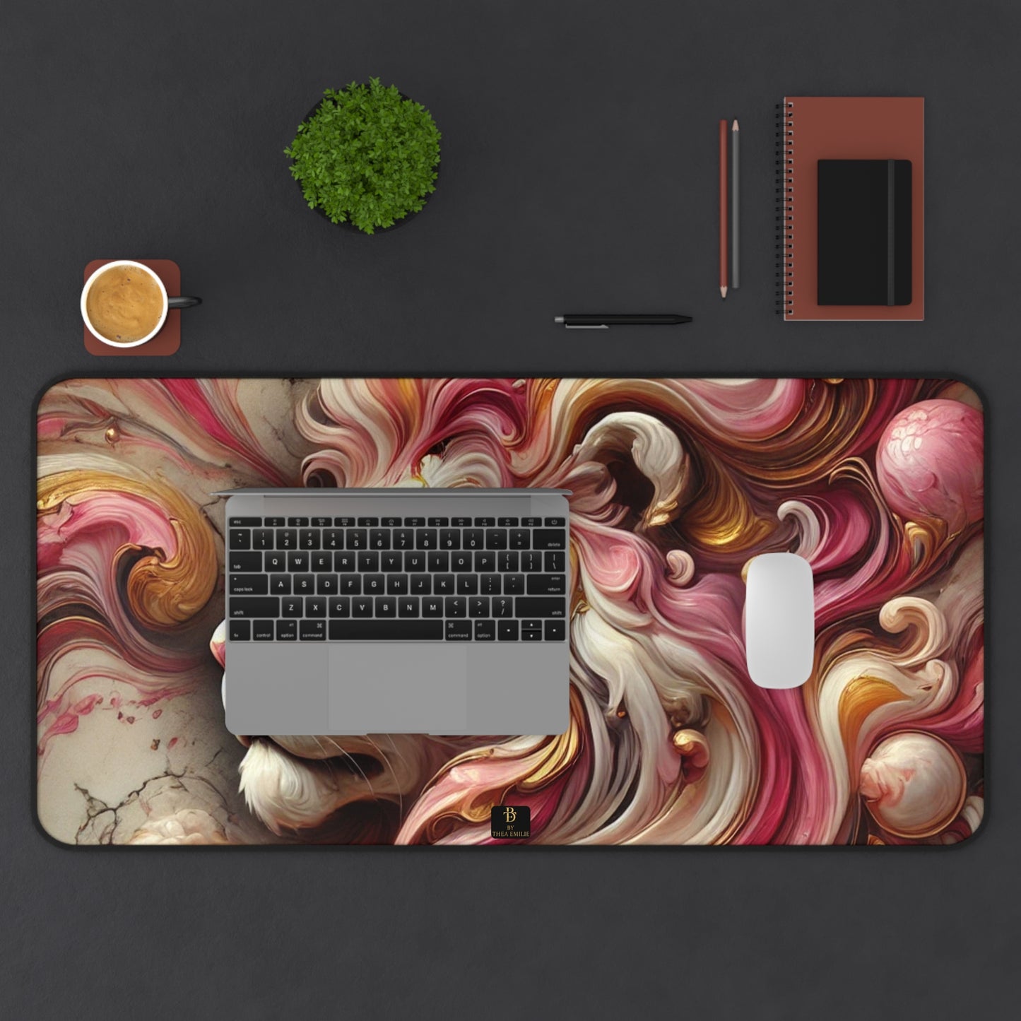 Artistic Lion Desk Mat – Luxury Marble Mouse Pad with Flowing Mane Design in 3 Sizes