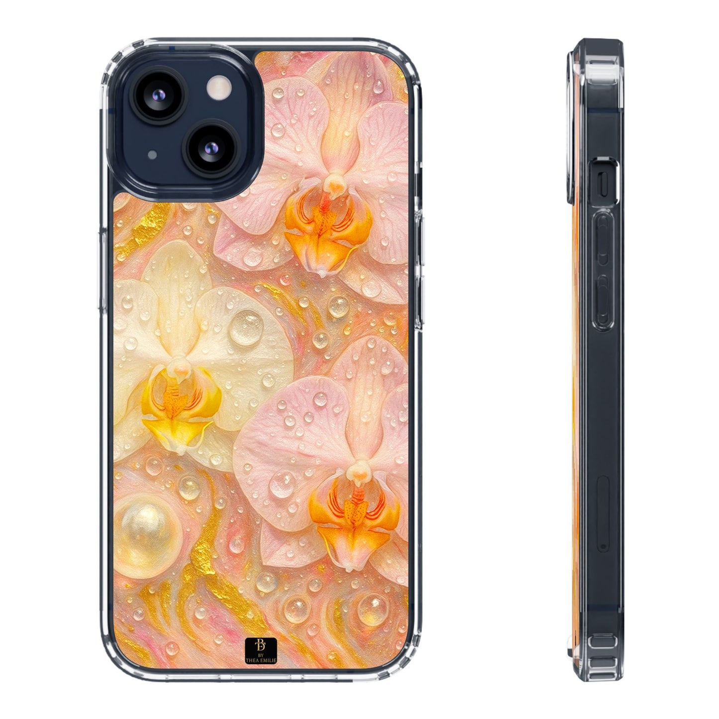 Orchids Marble Phone Case – Blush, White & Gold Artistic Design