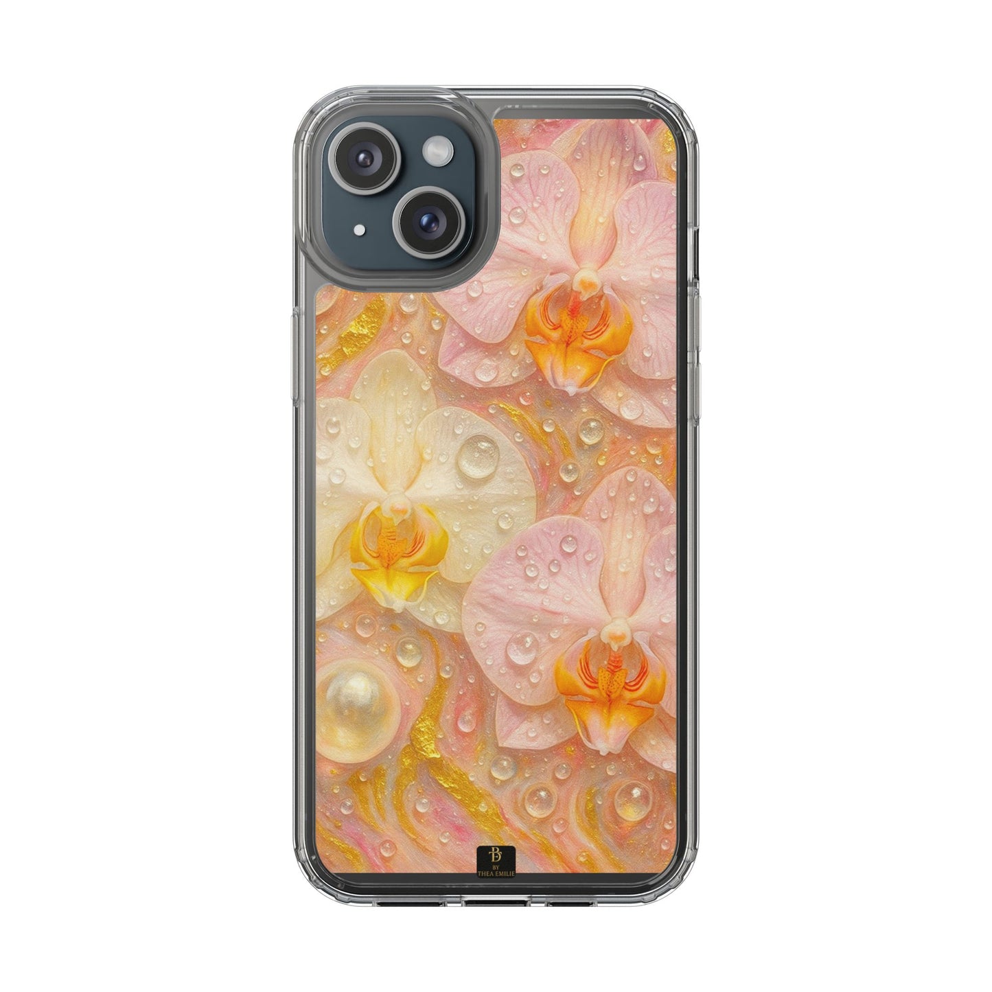 Orchids Marble Phone Case – Blush, White & Gold Artistic Design