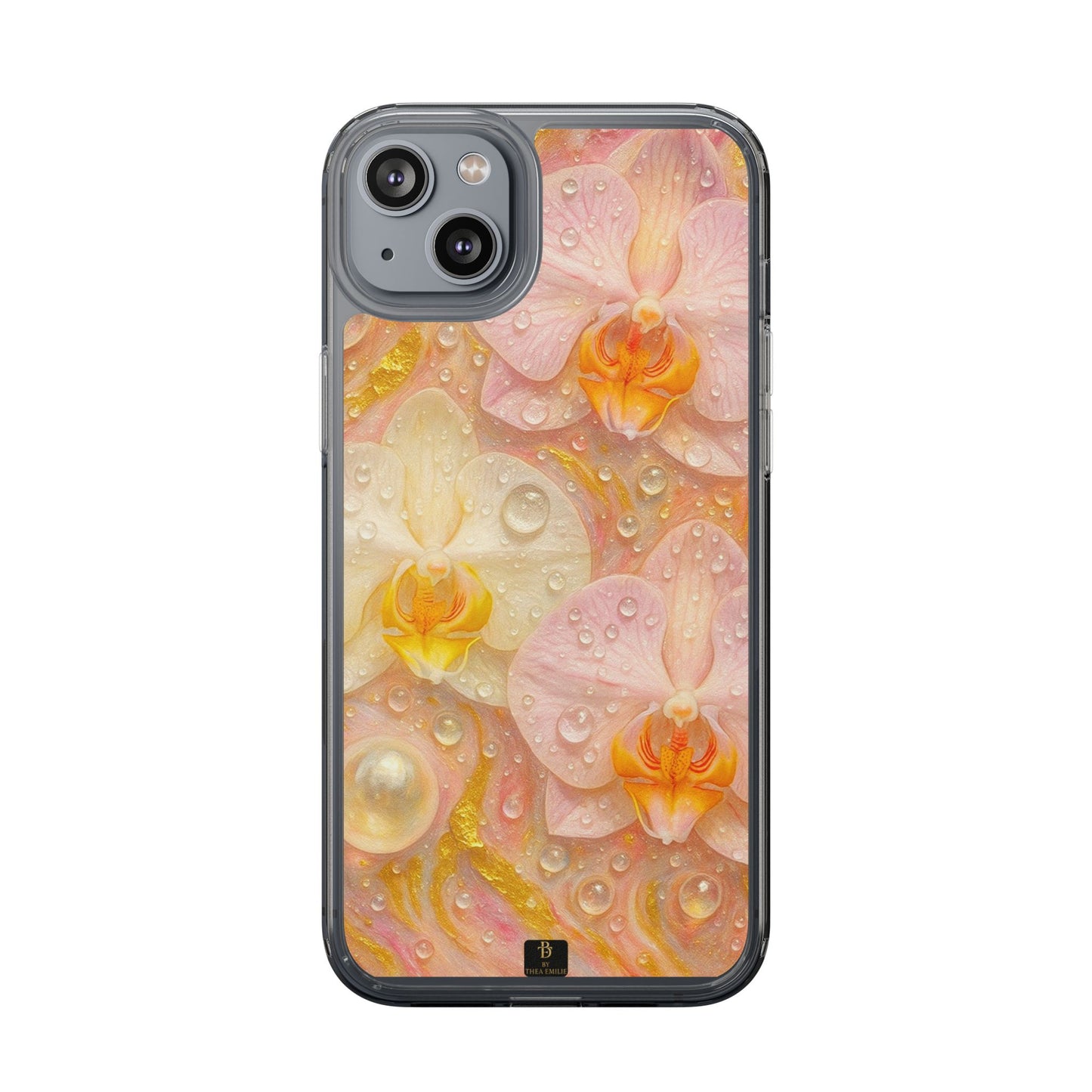 Orchids Marble Phone Case – Blush, White & Gold Artistic Design
