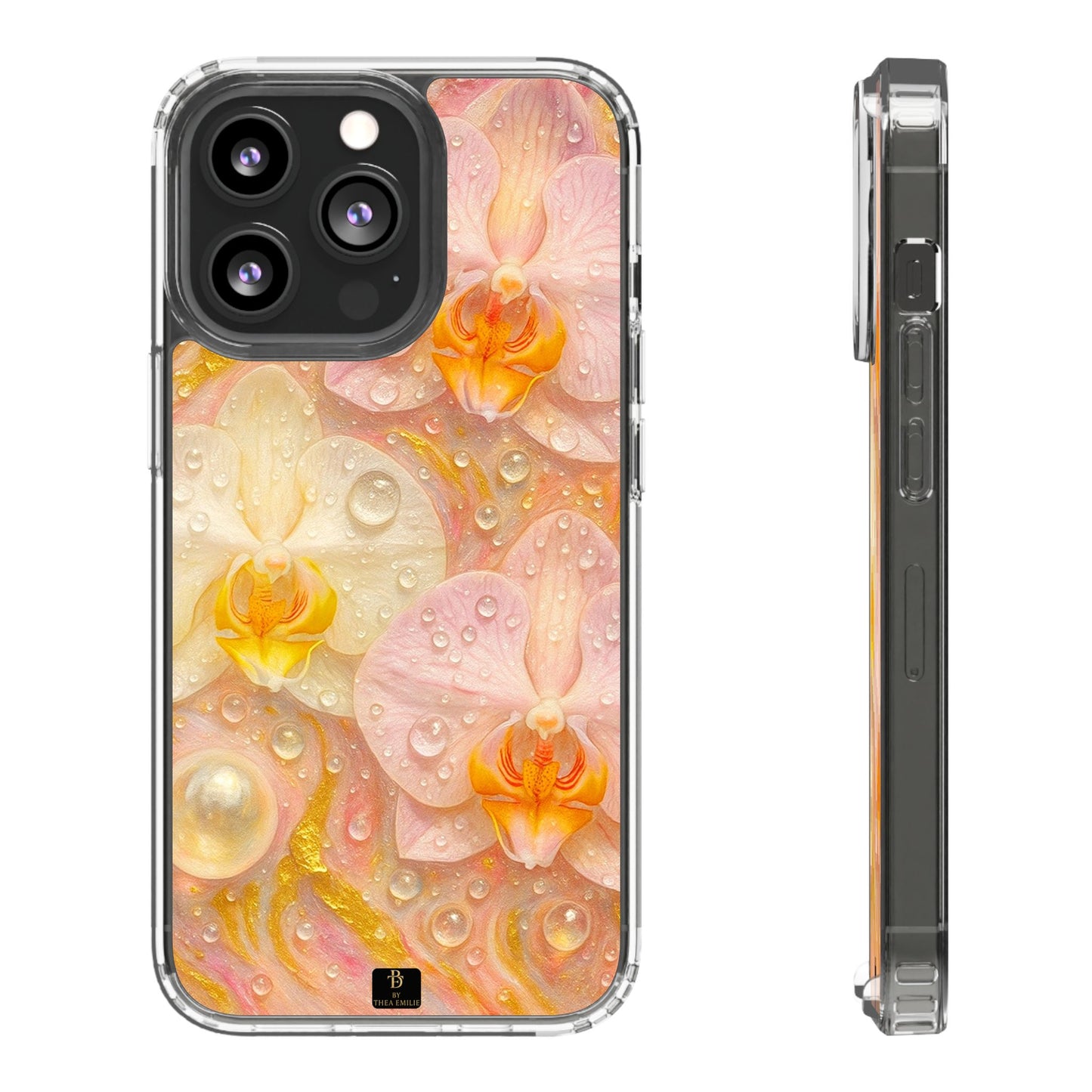 Orchids Marble Phone Case – Blush, White & Gold Artistic Design