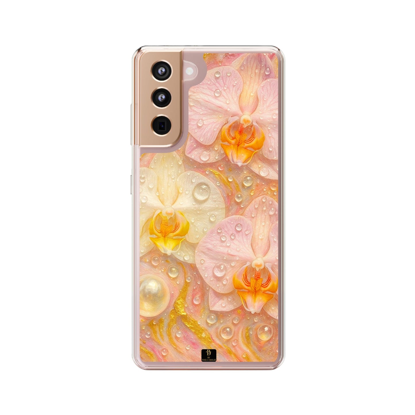 Orchids Marble Phone Case – Blush, White & Gold Artistic Design